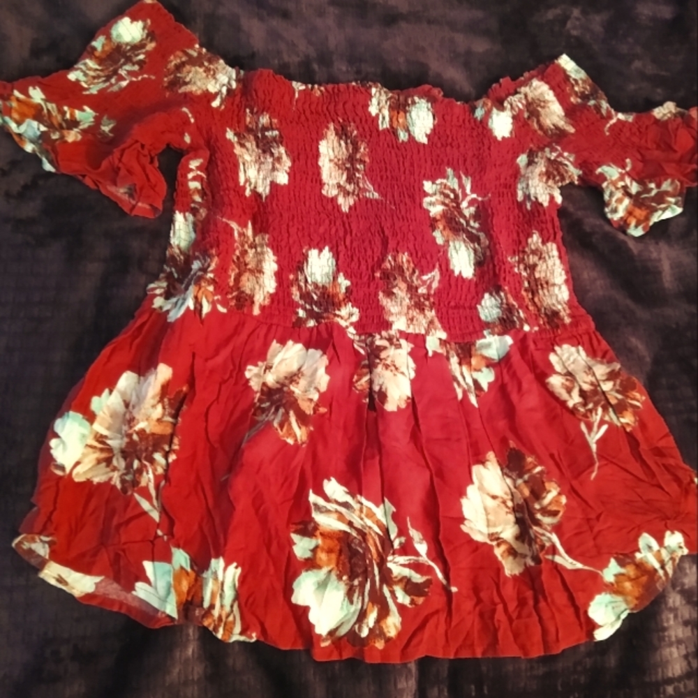 Off the shoulder red top